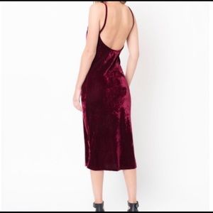 Red Velvet midi dress with slit